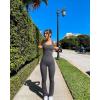 imageOQQ Jumpsuits For Women Ribbed Square Neck Sleeveless Sexy Stretch Flare JumpsuitsDarkgrey