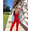 imageOQQ Jumpsuits For Women Ribbed Square Neck Sleeveless Sexy Stretch Flare JumpsuitsRed