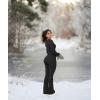 imageOQQ Long Sleeve Jumpsuits for Women Ribbed Long Sleeve Yoga Bell Bottoms Flare JumpsuitsBlack