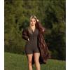 imageOQQ Women Rompers Ribbed Short Sleeve Zip Front Stretch Tummy Control Yoga Workout RompersDarkbrown
