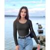 imageOQQ Womens 2 Piece Bodysuits Sexy Ribbed One Piece Long Sleeve Crew Neck Tops BodysuitsBlack beige