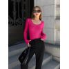 imageOQQ Womens 2 Piece Bodysuits Sexy Ribbed One Piece Long Sleeve Crew Neck Tops BodysuitsBlack rose3