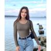 imageOQQ Womens 2 Piece Bodysuits Sexy Ribbed One Piece Long Sleeve Crew Neck Tops BodysuitsBlack tea Leaf