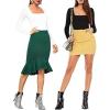 imageOQQ Womens 2 Piece Bodysuits Sexy Ribbed One Piece Square Neck Long Sleeve TopsBlack White