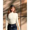imageOQQ Womens 2 Piece Bodysuits Sexy Ribbed One Piece Zip Front Long Sleeve Tops BodysuitsBlack beige