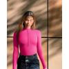 imageOQQ Womens 2 Piece Bodysuits Sexy Ribbed One Piece Zip Front Long Sleeve Tops BodysuitsBlack rose3
