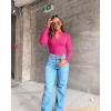 imageOQQ Womens 2 Piece Bodysuits Sexy Ribbed One Piece Zip Front Long Sleeve Tops BodysuitsRose black