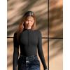 imageOQQ Womens 2 Piece Bodysuits Sexy Ribbed One Piece Zip Front Long Sleeve Tops BodysuitsRose black
