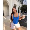 imageOQQ Womens 3 Piece Bodysuits Sexy Ribbed Sleeveless Square Neck Tank Tops Leotard 2025 Trendy OutfitsBlack Blue White