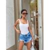 imageOQQ Womens 3 Piece Bodysuits Sexy Ribbed Sleeveless Square Neck Tank Tops Leotard 2025 Trendy OutfitsBlack Coffee White
