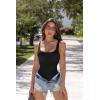 imageOQQ Womens 3 Piece Bodysuits Sexy Ribbed Sleeveless Square Neck Tank Tops Leotard 2025 Trendy OutfitsBlack Coffee White