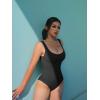 imageOQQ Womens 3 Piece Bodysuits Sexy Ribbed Sleeveless Square Neck Tank Tops Leotard 2025 Trendy OutfitsBlack Grey Beige
