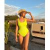 imageOQQ Womens 3 Piece Bodysuits Sexy Ribbed Sleeveless Square Neck Tank Tops Leotard 2025 Trendy OutfitsBlack Yellow White