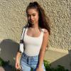 imageOQQ Womens 3 Piece Bodysuits Sexy Ribbed Sleeveless Square Neck Tank Tops Leotard 2025 Trendy OutfitsBlack coffee beige
