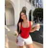 imageOQQ Womens 3 Piece Bodysuits Sexy Ribbed Sleeveless Square Neck Tank Tops Leotard 2025 Trendy OutfitsBlack red beige