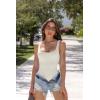 imageOQQ Womens 3 Piece Bodysuits Sexy Ribbed Sleeveless Square Neck Tank Tops Leotard 2025 Trendy OutfitsBlack red beige