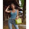 imageOQQ Womens 3 Piece Bodysuits Sexy Ribbed Sleeveless Square Neck Tank Tops Leotard 2025 Trendy OutfitsGreen Beige Haze Blue
