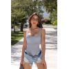 imageOQQ Womens 3 Piece Bodysuits Sexy Ribbed Sleeveless Square Neck Tank Tops Leotard 2025 Trendy OutfitsGrey Coffee Candyblue