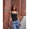 imageOQQ Womens 3 Piece Bodysuits Sexy Ribbed Strappy Square Neck Sleeveless Tummy Control Tank Tops BodysuitsBlack avocado Green beige