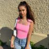 imageOQQ Womens 3 Piece Bodysuits Sexy Ribbed Strappy Square Neck Sleeveless Tummy Control Tank Tops BodysuitsBlack fluore Pink fluore Green