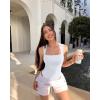 imageOQQ Womens 3 Piece Bodysuits Sexy Ribbed Strappy Square Neck Sleeveless Tummy Control Tank Tops BodysuitsBlack green white