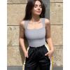 imageOQQ Womens 3 Piece Bodysuits Sexy Ribbed Strappy Square Neck Sleeveless Tummy Control Tank Tops BodysuitsBlack grey white