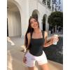 imageOQQ Womens 3 Piece Bodysuits Sexy Ribbed Strappy Square Neck Sleeveless Tummy Control Tank Tops BodysuitsBlack pea Green beige