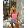 imageOQQ Womens 3 Piece Bodysuits Sexy Ribbed Strappy Square Neck Sleeveless Tummy Control Tank Tops BodysuitsBlack pink beige