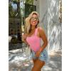 imageOQQ Womens 3 Piece Bodysuits Sexy Ribbed Strappy Square Neck Sleeveless Tummy Control Tank Tops BodysuitsBlack pink beige
