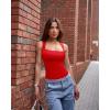 imageOQQ Womens 3 Piece Bodysuits Sexy Ribbed Strappy Square Neck Sleeveless Tummy Control Tank Tops BodysuitsBlack red roses White