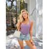 imageOQQ Womens 3 Piece Bodysuits Sexy Ribbed Strappy Square Neck Sleeveless Tummy Control Tank Tops BodysuitsBlack taro Purple beige