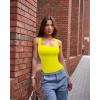 imageOQQ Womens 3 Piece Bodysuits Sexy Ribbed Strappy Square Neck Sleeveless Tummy Control Tank Tops BodysuitsBlack taro Purple yellow