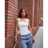 imageOQQ Womens 3 Piece Bodysuits Sexy Ribbed Strappy Square Neck Sleeveless Tummy Control Tank Tops BodysuitsFluopink beige white
