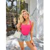 imageOQQ Womens 3 Piece Bodysuits Sexy Ribbed Strappy Square Neck Sleeveless Tummy Control Tank Tops BodysuitsFluopinkb pea Green beige