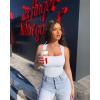 imageOQQ Womens 3 Piece Bodysuits Sexy Ribbed Strappy Square Neck Sleeveless Tummy Control Tank Tops BodysuitsRed blue white
