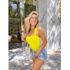 imageOQQ Womens 3 Piece Bodysuits Sexy Ribbed Strappy Square Neck Sleeveless Tummy Control Tank Tops BodysuitsSea Salt Blue yellow white