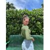 imageOQQ Womens 2 Piece Bodysuits Long Sleeve V Neck Polo Shirts Casual Stretch Fitted Bodysuits Pea green Taro purple