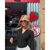 imageOQQ Womens 2 Piece Bodysuits Long Sleeve Zipper Polo Shirts Casual Stretch Fitted Bodysuits Black Red