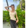 imageOQQ Womens 2 Piece Bodysuits Sexy Ribbed One Piece Square Neck Short Sleeve BodysuitsBlack Cherry Beige