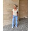 imageOQQ Womens 2 Piece Bodysuits Sexy Ribbed One Piece Square Neck Short Sleeve BodysuitsBlue Beige