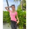 imageOQQ Womens 2 Piece Bodysuits Sexy Ribbed One Piece Square Neck Short Sleeve BodysuitsCandypink White