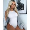 imageOQQ Womens 3 Piece Bodysuits Sexy Ribbed One Piece Sleeveless Halter Neck Tops Leotard Summer TrendyBlack Candyblue White