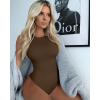 imageOQQ Womens 3 Piece Bodysuits Sexy Ribbed One Piece Sleeveless Halter Neck Tops Leotard Summer TrendyBlack Coffee Beige