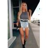 imageOQQ Womens 3 Piece Bodysuits Sexy Ribbed One Piece Sleeveless Halter Neck Tops Leotard Summer TrendyBlack Darkgrey Beige