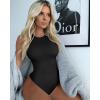 imageOQQ Womens 3 Piece Bodysuits Sexy Ribbed One Piece Sleeveless Halter Neck Tops Leotard Summer TrendyBlack Red Beige