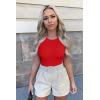 imageOQQ Womens 3 Piece Bodysuits Sexy Ribbed One Piece Sleeveless Halter Neck Tops Leotard Summer TrendyBlack Red Beige