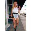 imageOQQ Womens 3 Piece Bodysuits Sexy Ribbed One Piece Sleeveless Halter Neck Tops Leotard Summer TrendyBlack Rose White