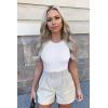 imageOQQ Womens 3 Piece Bodysuits Sexy Ribbed One Piece Sleeveless Halter Neck Tops Leotard Summer TrendyCoffee Beige White
