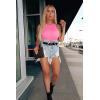 imageOQQ Womens 3 Piece Bodysuits Sexy Ribbed One Piece Sleeveless Halter Neck Tops Leotard Summer TrendyPhosphor Coralorange White