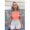 imageOQQ Womens 3 Piece Bodysuits Sexy Ribbed One Piece Sleeveless Halter Neck Tops Leotard Summer TrendyPhosphor Coralorange White